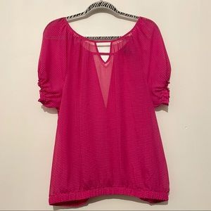 Torrid hot pink gingham sheer blouse top